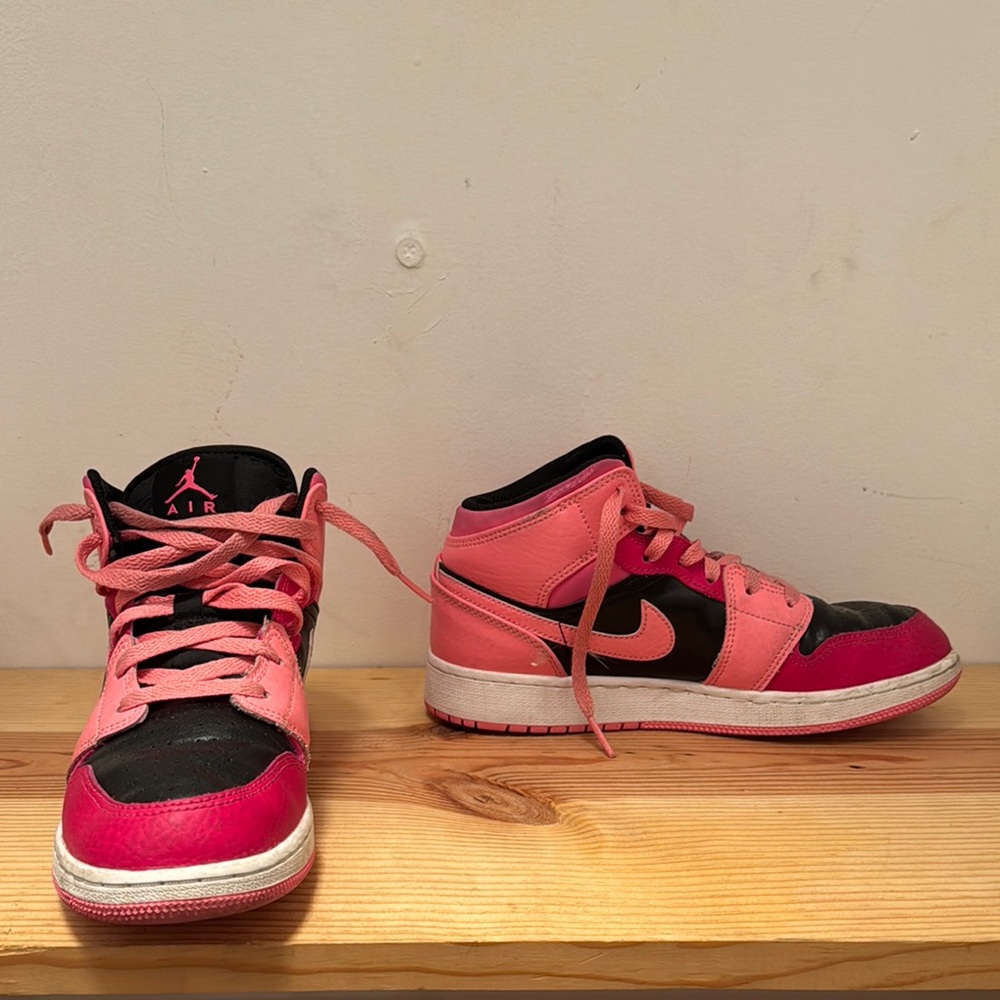 Jordan Pink and Black High-Top Sneakers